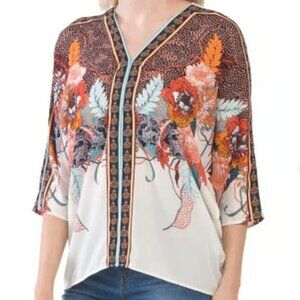 Rose + Olive 1x kimono style dolman sleeve floral botanical boho blouse top
